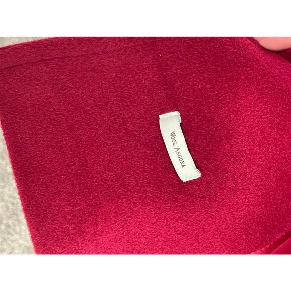 Womens Red Perry Ellis Double Breasted Wool Coat Size 6 Black Fur Collar Jacket - Picture 5 of 7